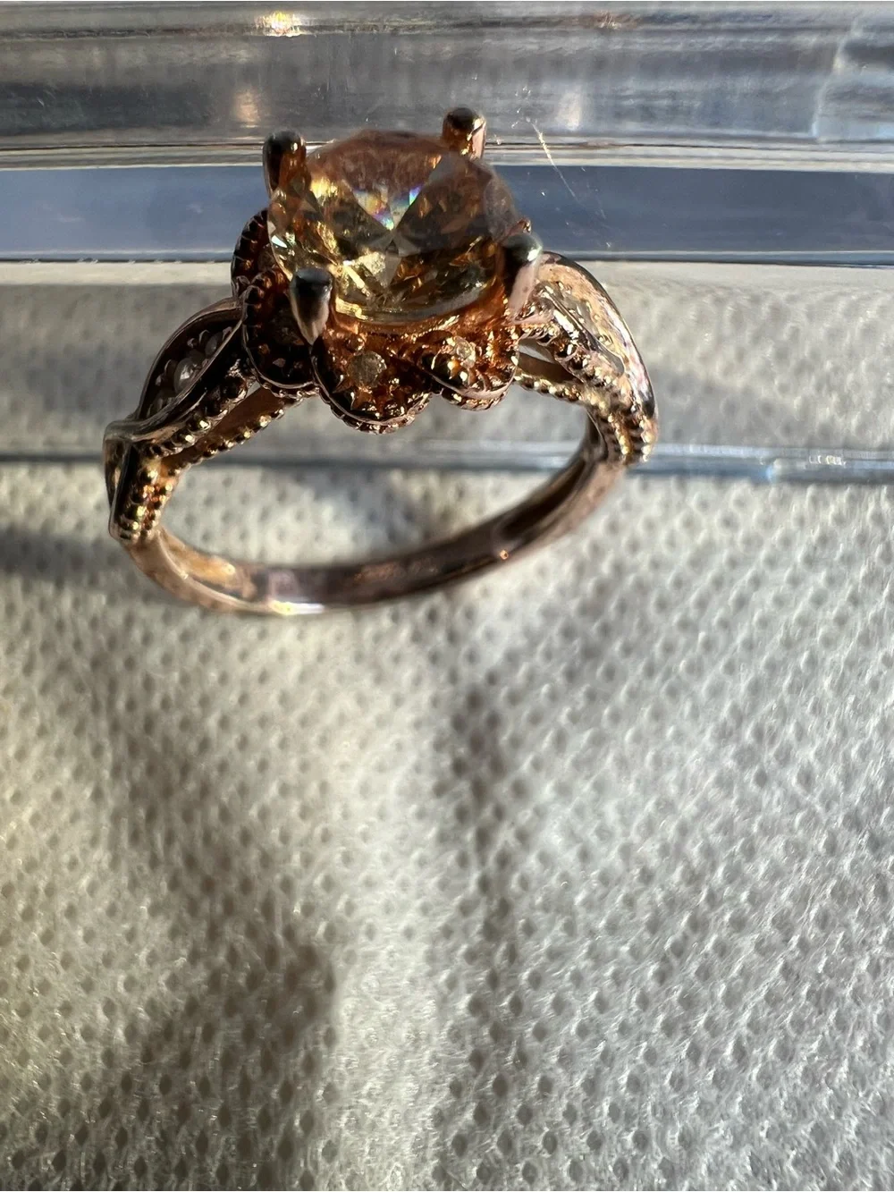 925 Marley Rose Gold Ring with Champagne Stone